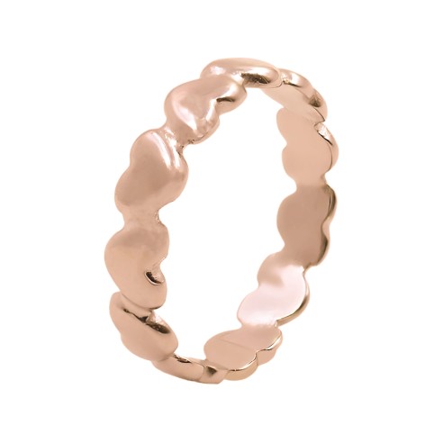 Bague réglable acier - PVD rosé - cœurs - Taille réglable 52 à 57