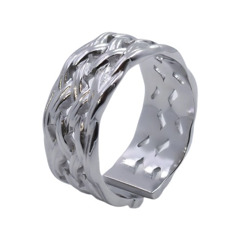 Bague réglable acier - Taille réglable 52 à 57