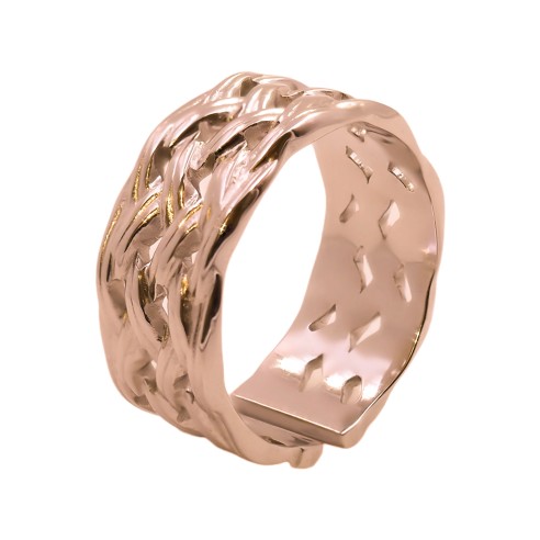 Bague réglable acier - PVD rosé - Taille réglable 52 à 57