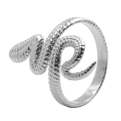 Bague réglable acier - serpent - Taille réglable 52 à 57