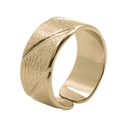 Bague réglable acier - PVD doré - Taille réglable 52 à 57