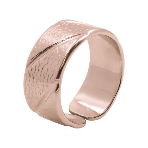 Bague réglable acier - PVD rosé - Taille réglable 52 à 57