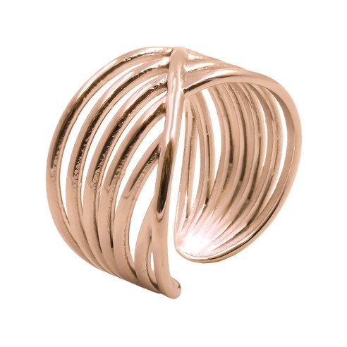 Bague réglable acier - PVD rosé - Taille réglable 52 à 57