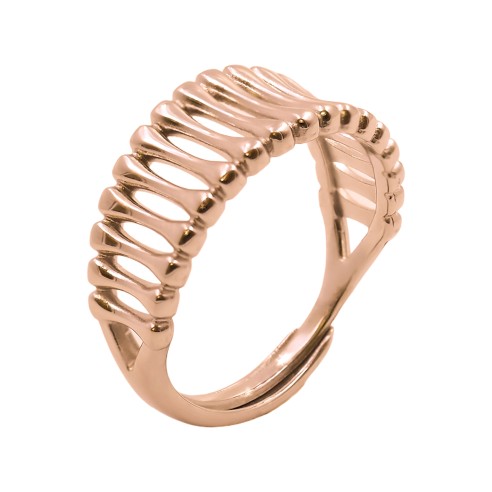 Bague réglable acier - PVD rosé - Taille réglable 52 à 57