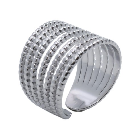 Bague réglable acier - Taille réglable 52 à 57