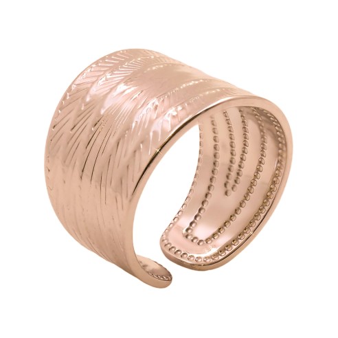 Bague réglable acier - PVD rosé - Taille réglable 52 à 57