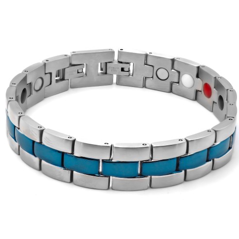 Bracelet magnétique en acier - PVD noir - largeur 8mm - longueur 21cm