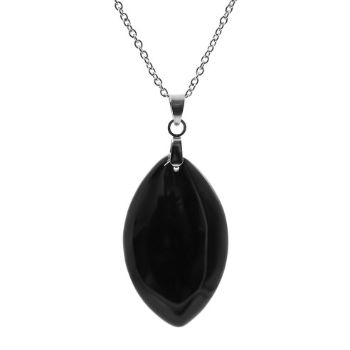 Collier acier - onyx - 34x20x3mm -  - 45+5cm