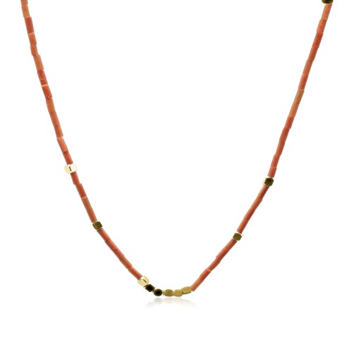 Collier acier - PVD doré - pierre du soleil - épaisseur 2mm - 38+10cm