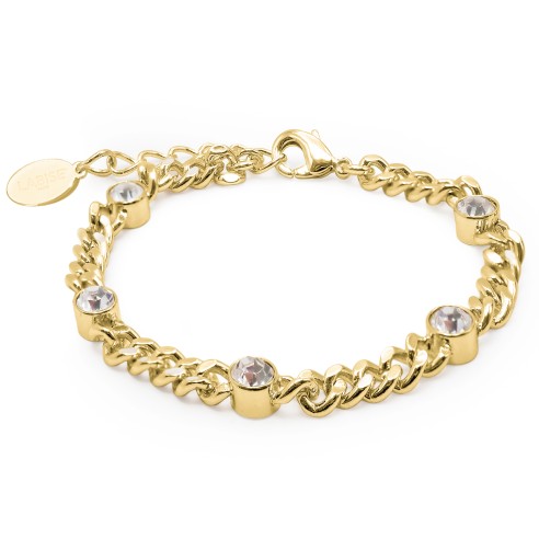 Bracelet laiton doré à l'or fin 18K - zircons 5mm - 15+4CM