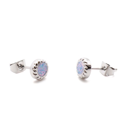 Boucles d'oreille en acier - couleur argent - dimension 6x6x2mm