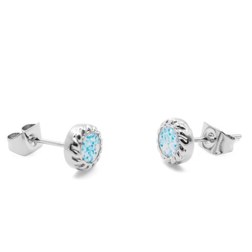 Boucles d'oreille en acier - couleur argente - dimension 6x6x2mm