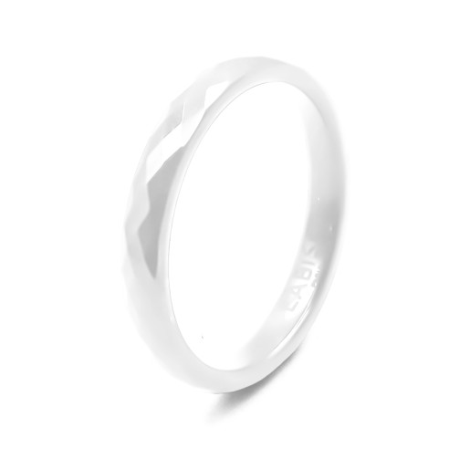 Bague en céramique blanche facettée 3mm - Taille 50 à 64