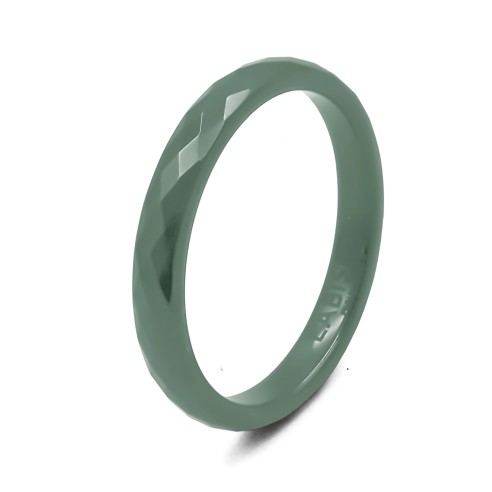 Bague en céramique verte facettée 3mm - Taille 50 à 64