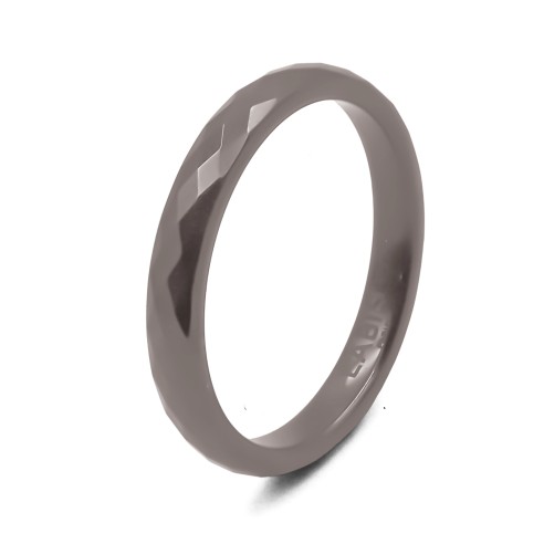 Bague en céramique gris taupe facettée 3mm - Taille 50 à 64