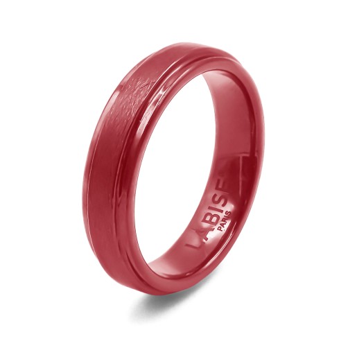 Bague en céramique rouge - finition brillante et brossée - 5mm - Taille 52 à 62