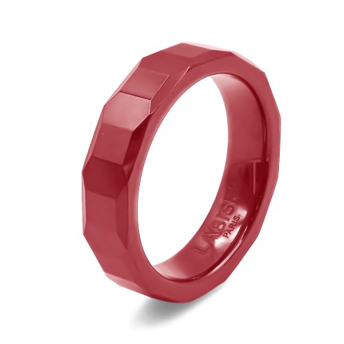 Bague en céramique rouge - facettée et finition brillante - 5mm - Taille 52 à 62