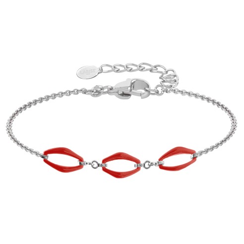 Bracelet acier - céramique rouge - 3 motifs 15mm - 15+5cm