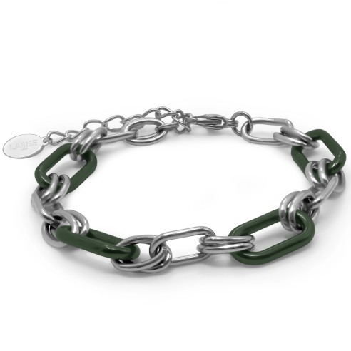 Bracelet acier - céramique verte - composants 15x8mm - 15+5cm