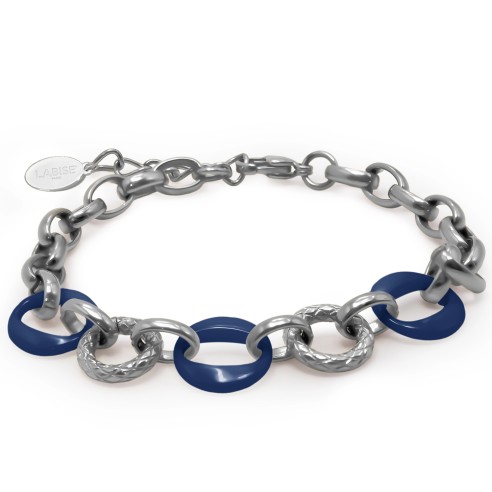 Bracelet acier - céramique bleue - composant 10mm - 15+5cm