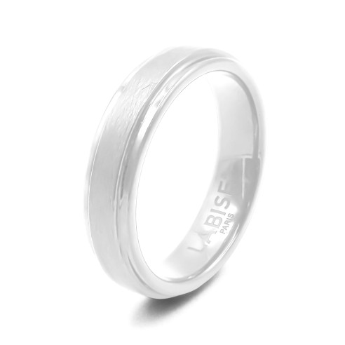 Bague en céramique blanche - finition brillante et brossée - 5mm - Taille 50 à 64