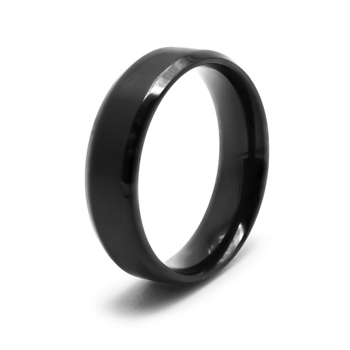 Bague en acier PVD noir - 6mm