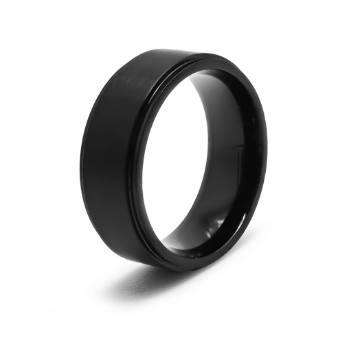 Bague en acier PVD noir - 8mm