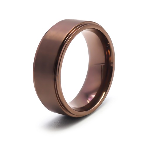 Bague en acier PVD marron - 8mm