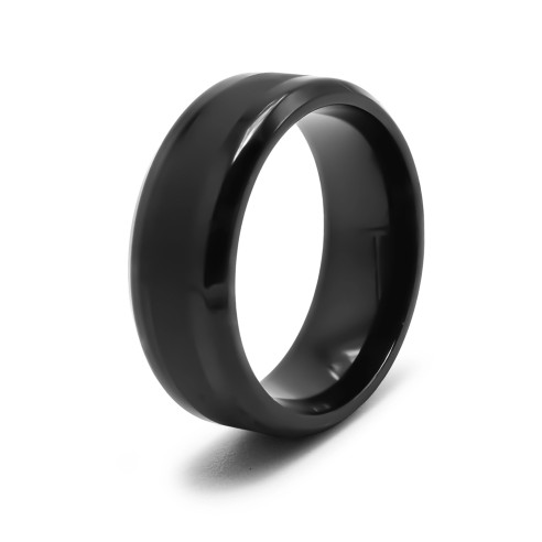 Bague en acier PVD noir - 8mm