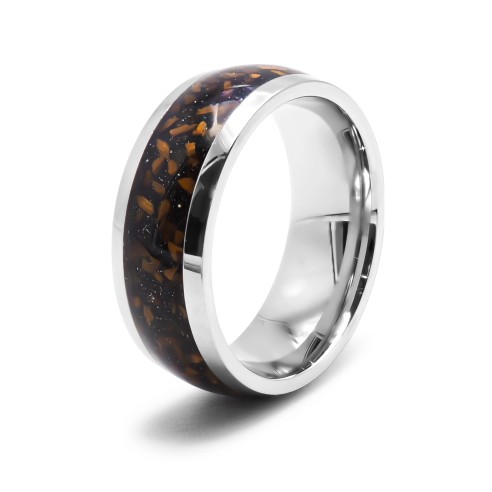 Bague en acier  - 8mm - bois