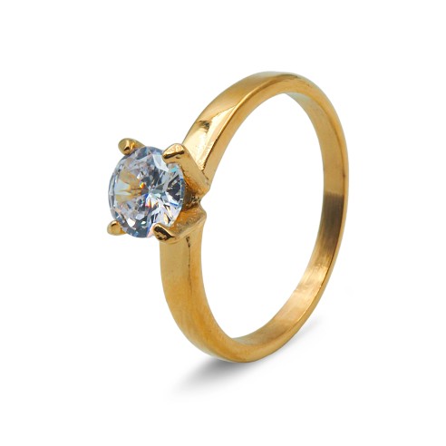 Bague en acier - zircon