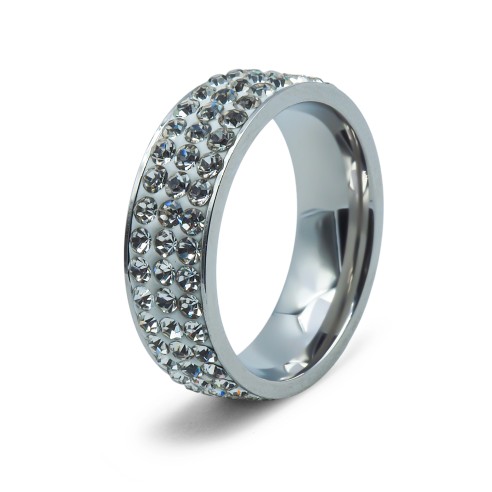 Bague en acier - strass