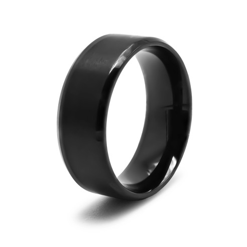 Bague en acier PVD noir - 8mm