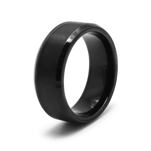 Bague en acier PVD noir antistress - 8mm