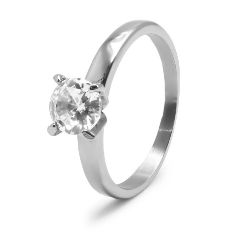 Bague en acier - zircon