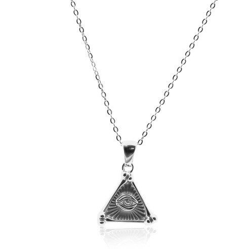 Collier en acier - couleur argent - maille forçat - pendentif triangle il 18x16x3mm - 40+7cm