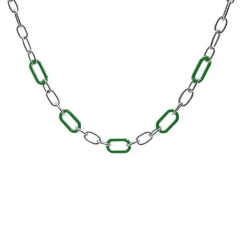 Collier acier - céramique verte - composants 15x8mm - 40+10cm