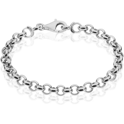 Bracelet en acier - couleur argent - maille jaseron - largeur 5mm - longeur 20cm