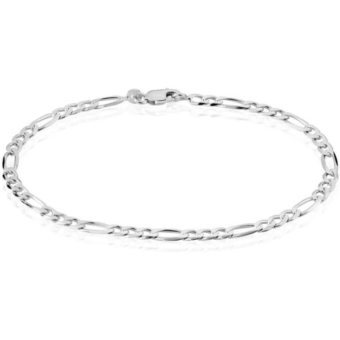 Bracelet en acier - couleur argent - maille figaro - largeur 5mm - longeur 20cm