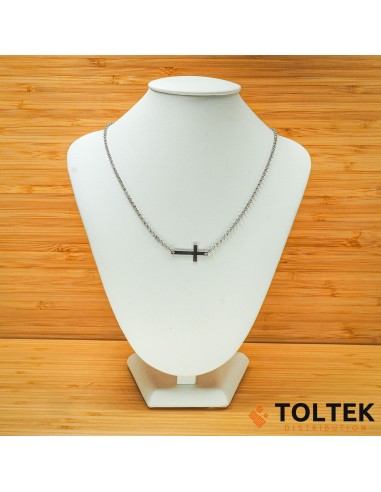 Collier argent rhodié - 4,50g - croix - 38cm + 5cm