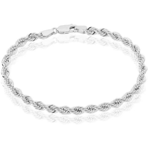 Bracelet en acier - couleur argent - largeur 5mm -  maille corde - longeur 20cm