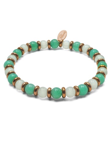 Bracelet lithothérapie "Essence Féminine" - Amazonite - Pierre de lune - 18-18,5cm