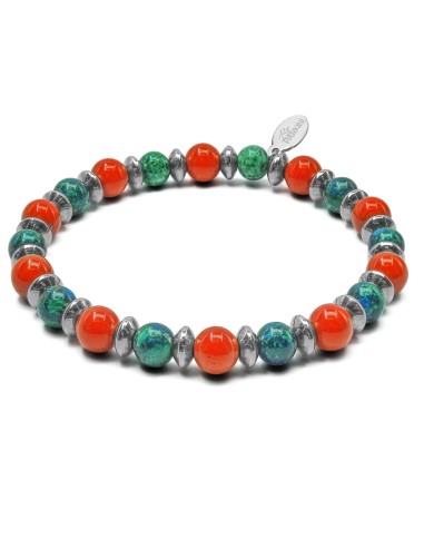 Bracelet lithothérapie "Sixème Sens" - Azurite - Red Jasper - 18-18,5cm