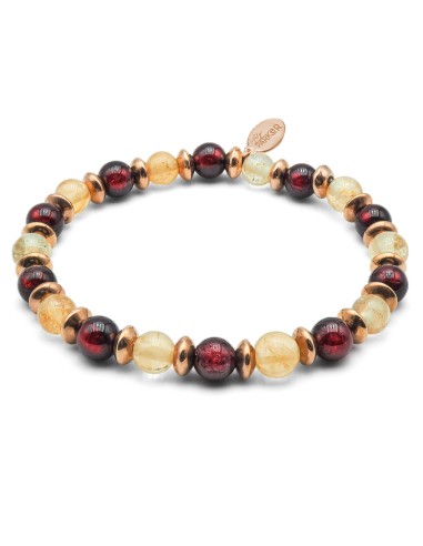 Bracelet lithothérapie "Power Boost" - Citrine - Grenat - 18-18,5cm