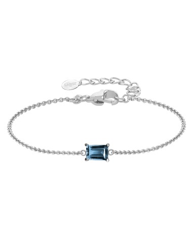 Bracelet argent rhodié 1,5g - Topaze bleu  6x4mm - 15+5cm