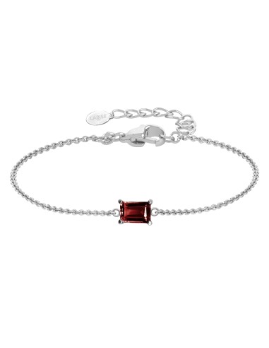 Bracelet argent rhodié 1,5g - Grenat  6x4mm - 15+5cm