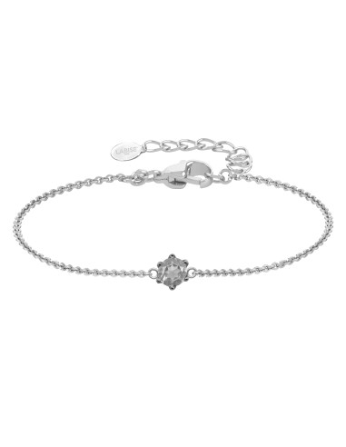 Bracelet argent rhodié 1,5g - Cristal de roche  diamètre 5mm - 15+5cm