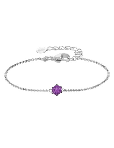 Bracelet argent rhodié 1,5g - Améthyste  diamètre 5mm - 15+5cm