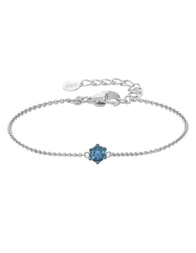 Bracelet argent rhodié 1,5g - Topaze bleu  diamètre 5mm - 15+5cm