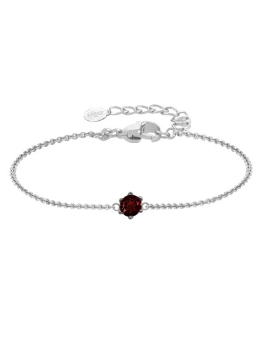 Bracelet argent rhodié 1,5g - Grenat diamètre 5mm - 15+5cm